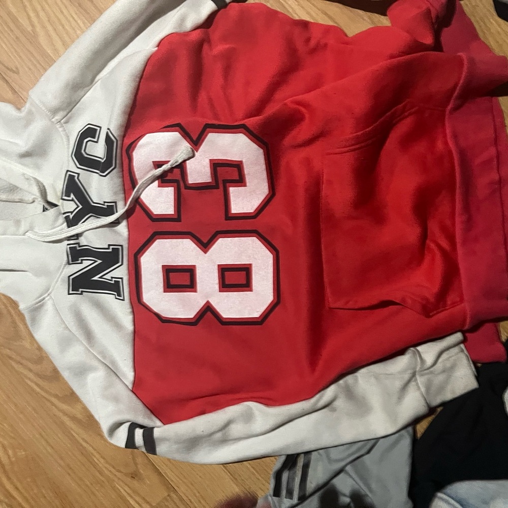 Rouge! Red and White Hoodie with NYC Print